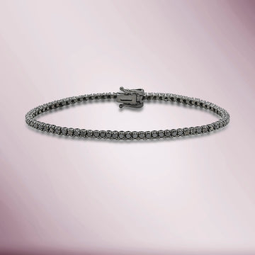 Black Diamond Tennis Bracelet (2.90 ct.) 2 mm 4-prongs Setting in 14K Gold