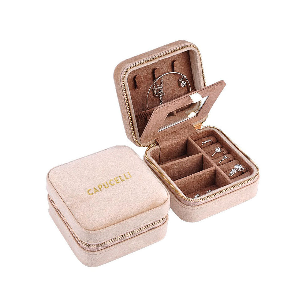 Travel Box Ring Earring Jewelry Box Mirror Organizer Jewelry