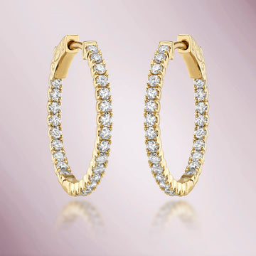 Diamond Inside-Out 0.75'' Hoop Earrings (1.10 ct.) 2.00 mm in 14K Gold