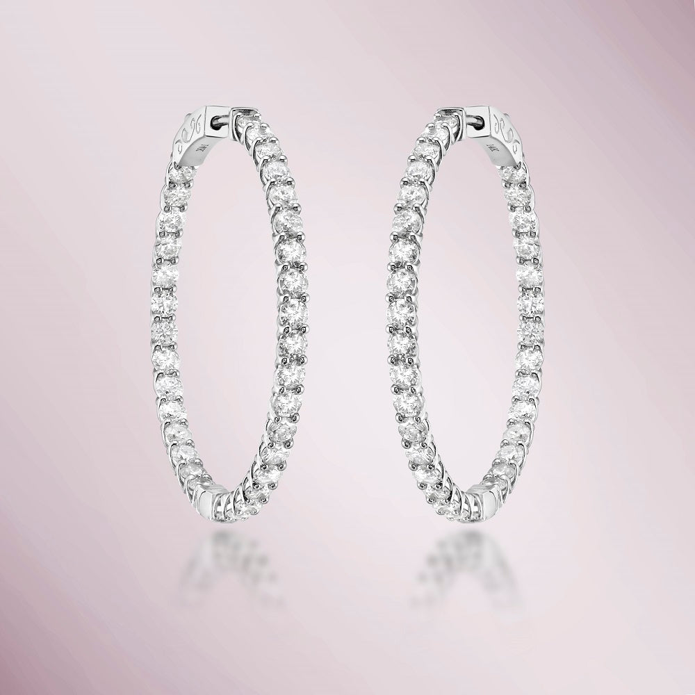 Diamond Inside-Out 1.25'' Hoop Earrings (4.50 ct.) 2.60 mm in 14K Gold