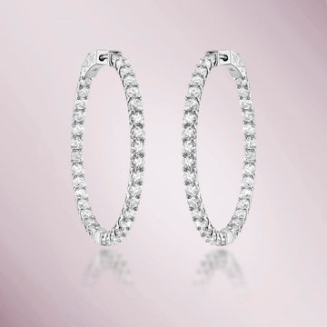 Diamond Inside-Out 1.25'' Hoop Earrings (4.50 ct.) 2.60 mm in 14K Gold