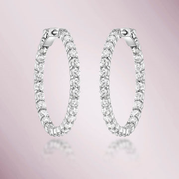 Diamond Inside-Out 1.00'' Hoop Earrings (4.00 ct.) 2.8 mm in 14K Gold
