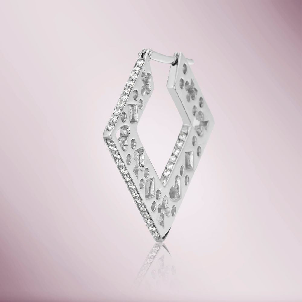 Ready to Ship Diamond Square Inside-Out Hoop Earrings (0.24 ct.) in 18K Gold