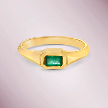 Emerald Cut Emerald Solitaire Ring (0.25 ct.) Bezel Set in 14K Gold
