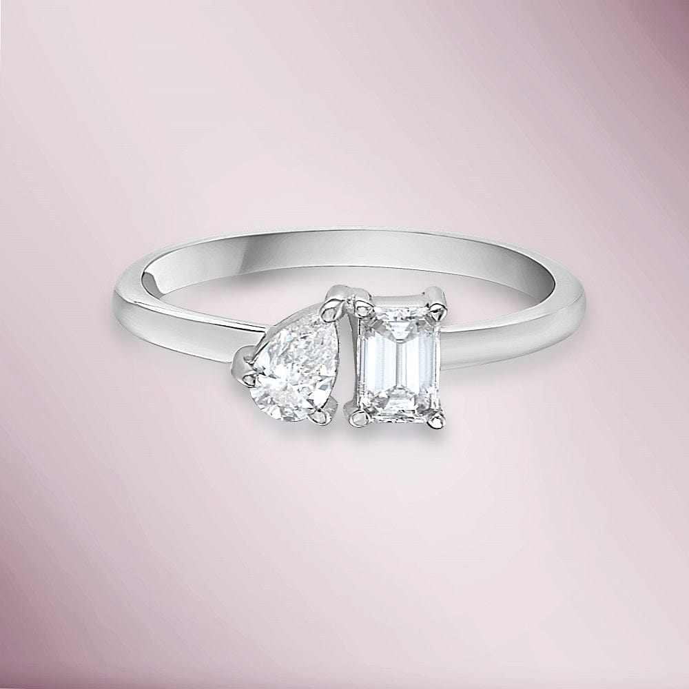 Emerald Cut & Pear Shape Diamond Duo Ring (0.52 ct.) in 18K Gold