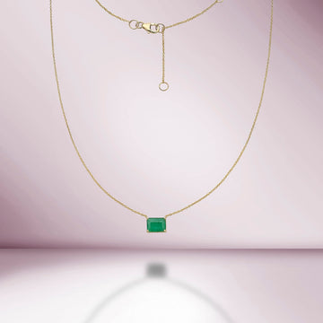 Solitaire Emerald Cut Emerald Necklace (1.35 ct.) in 14K Gold