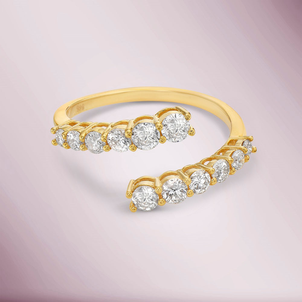 Graduated Diamond Open Wrap Ring (1.00 ct.) 4-Prongs Setting in 14K Gold