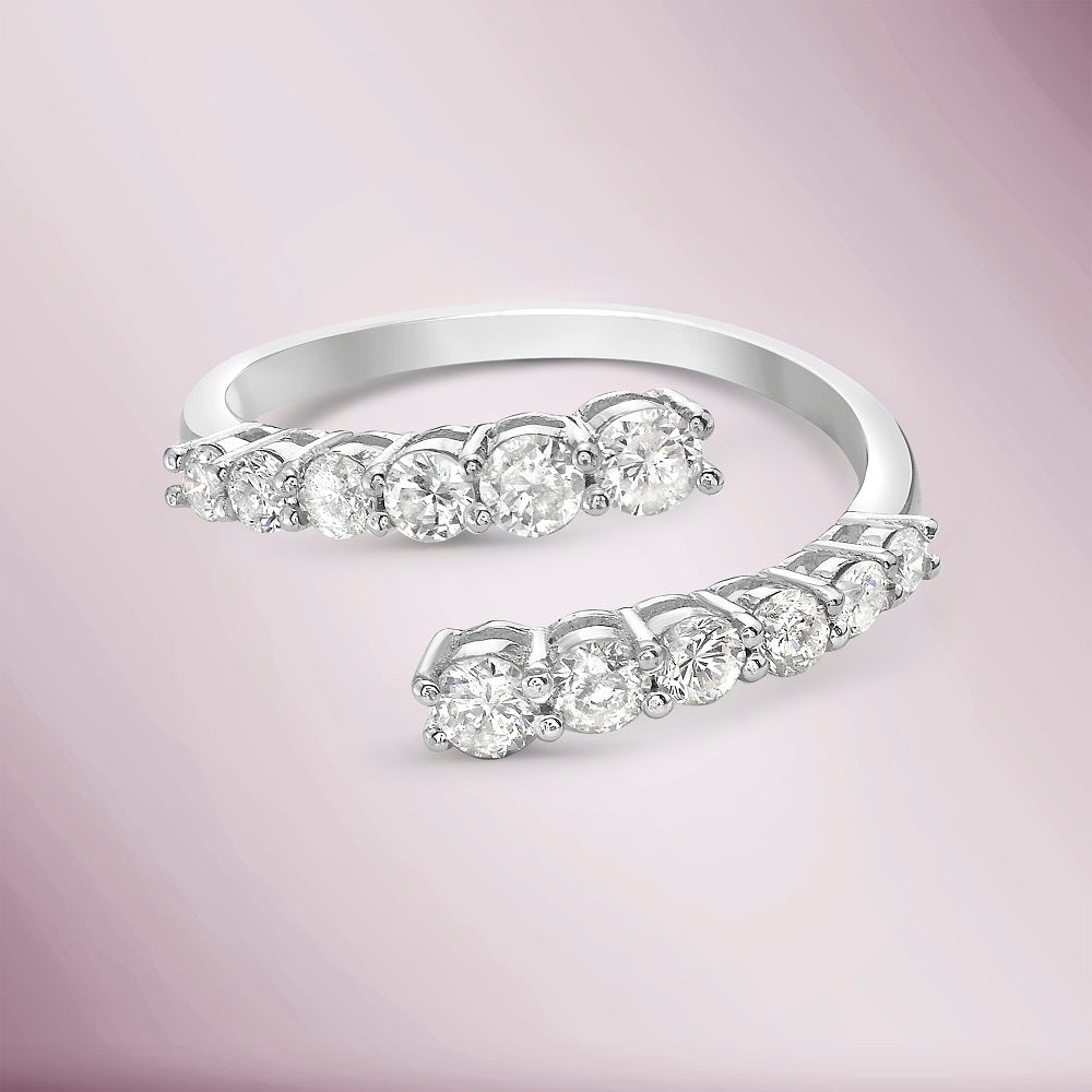 Graduated Diamond Open Wrap Ring (1.00 ct.) 4-Prongs Setting in 14K Gold