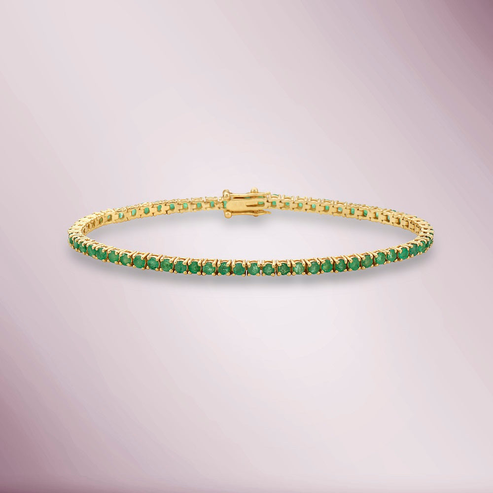 Emerald Tennis Bracelet (3.65 ct.) 4-Prongs Setting in 14K Gold