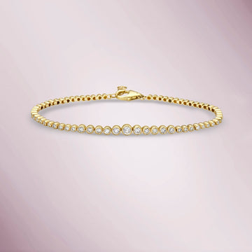 Half Way Diamond Tennis Bracelet (0.80 ct.) Bezel Set in 14K Gold
