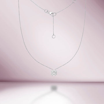 Illusion Rectangular Shape Emerald Cut Diamond Necklace (0.50 ct.) in 14K Gold