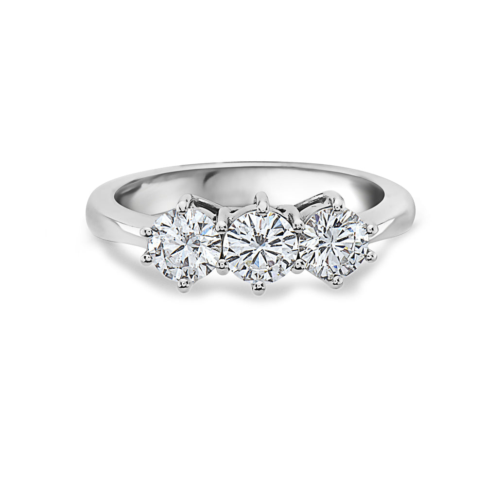 Ready to Ship Diamond Trilogy Ring (1.18 ct.) in 18K Gold, Made in Italy