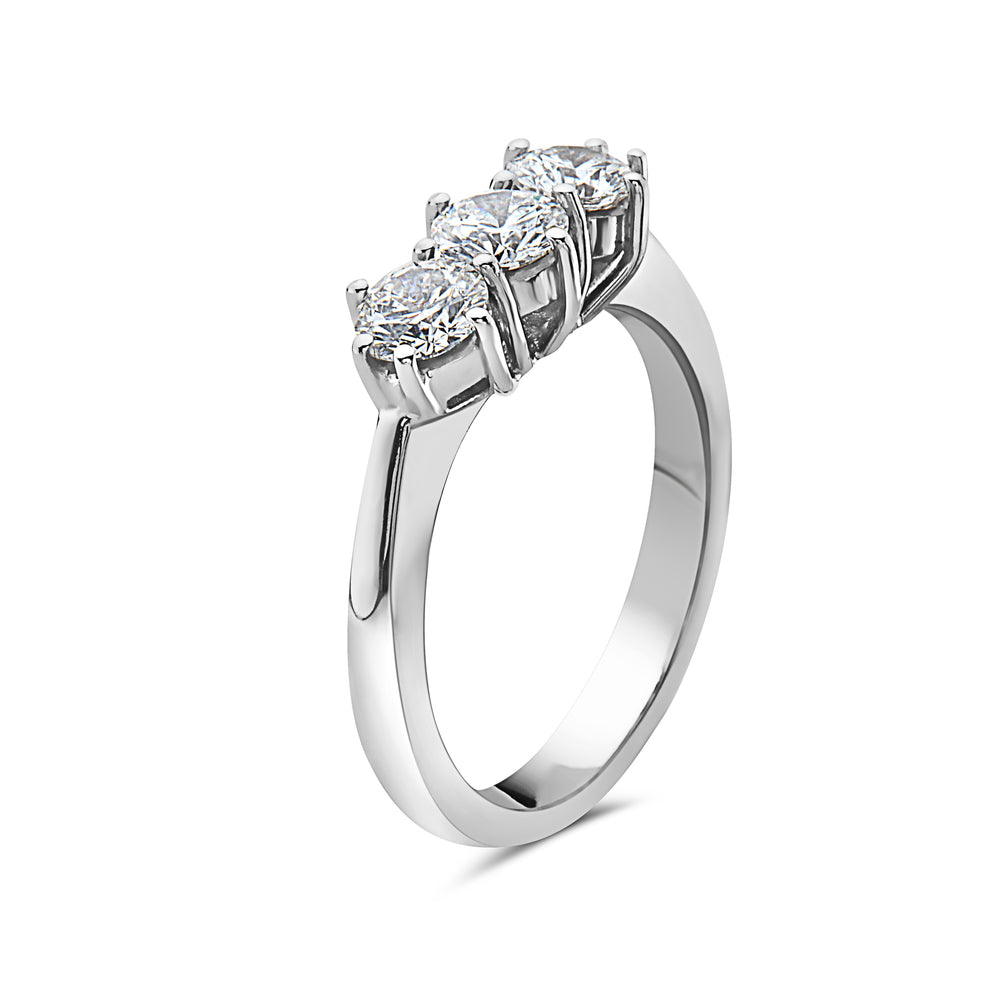 Ready to Ship Diamond Trilogy Ring (1.18 ct.) in 18K Gold, Made in Italy