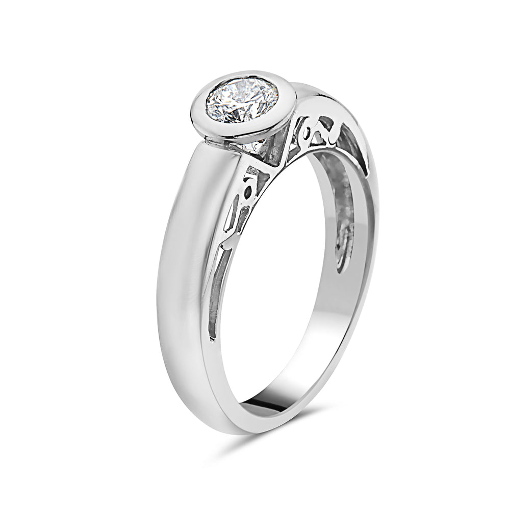 Ready to Ship Solitaire Diamond Ring (0.47 ct.) in 18K Gold, Made in Italy