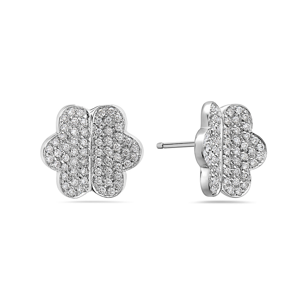 Ready to Ship one of a kind 18k Made in Italy 1.02 ct. round cut white natural diamonds buttercup studs earrings