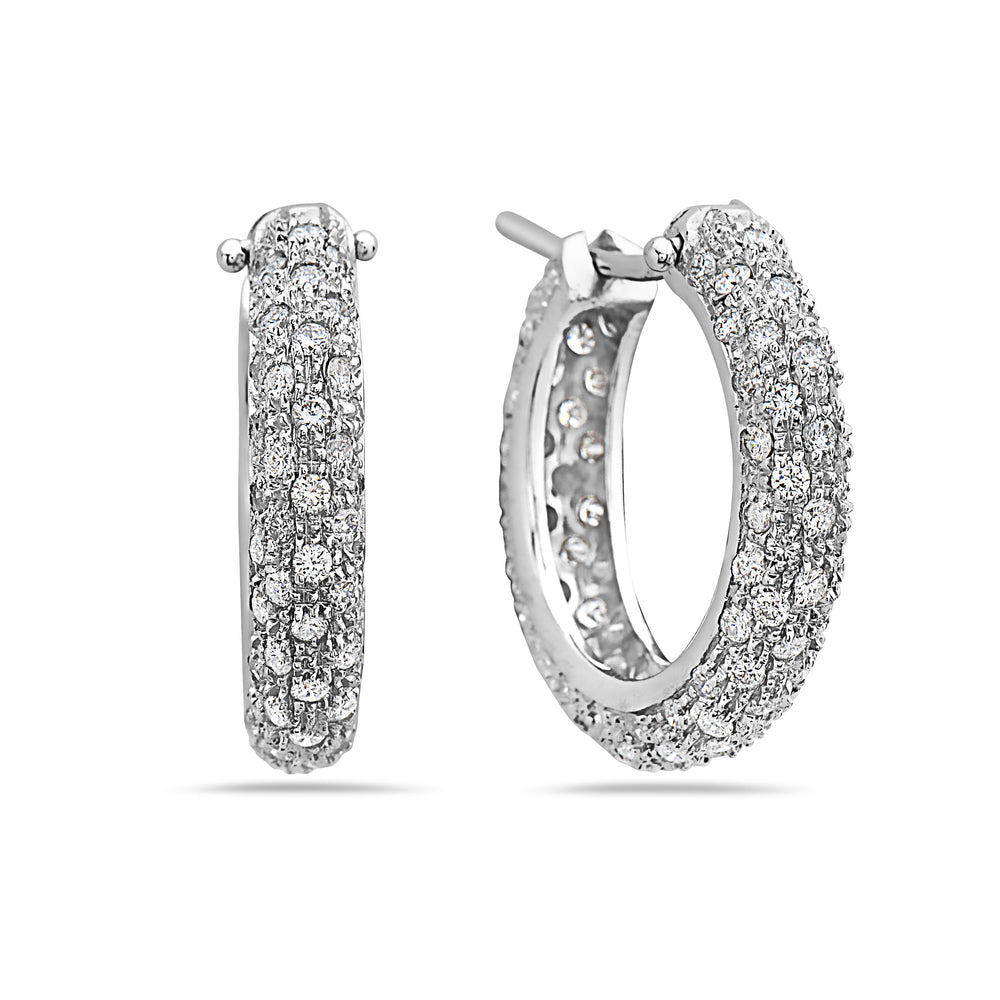Ready to Ship Diamond Pavé Hoop Earrings (2.90 ct.) 1.5" in 18K Gold, Made in Italy