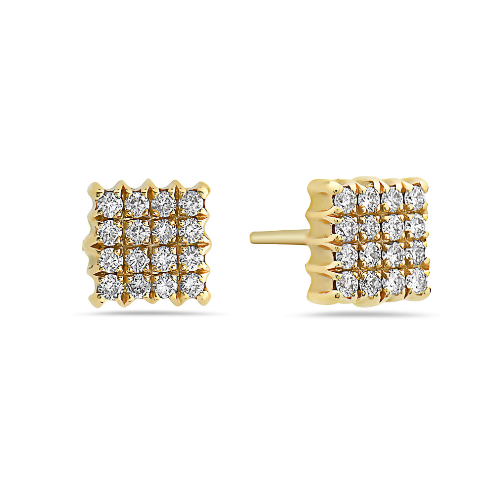 Ready to Ship Mini Square Diamond Stud Earrings (0.45 ct.) in 18K Gold, Made in Italy 