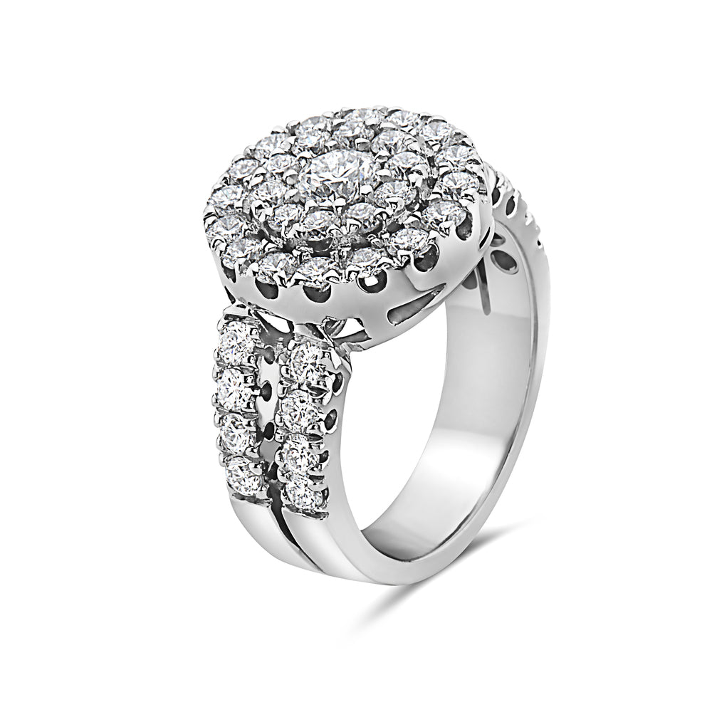 Ready to Ship Diamond Cluster Illusion Ring (2.23 ct.) in 18K Gold, Made in Italy