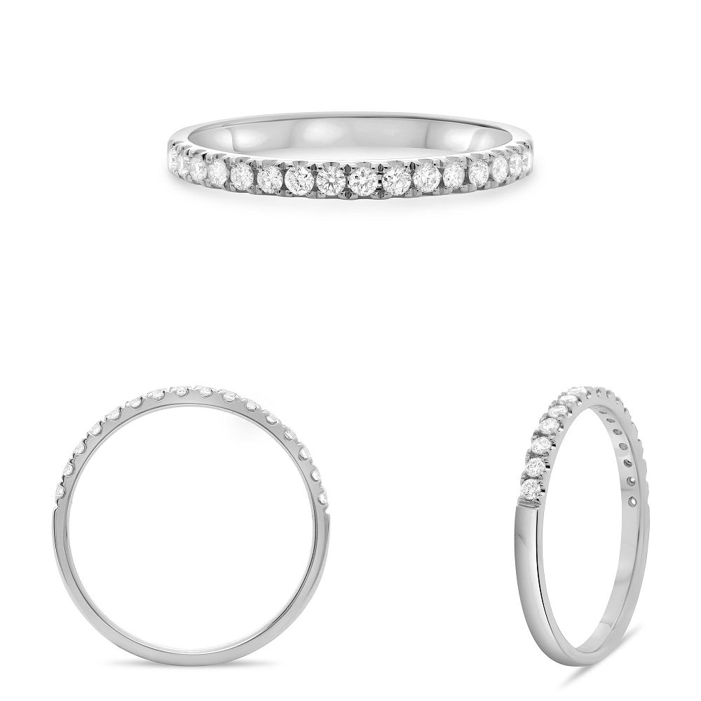 Natural Diamonds Halfway Pave Band in 14K Gold, 2.60 mm wide