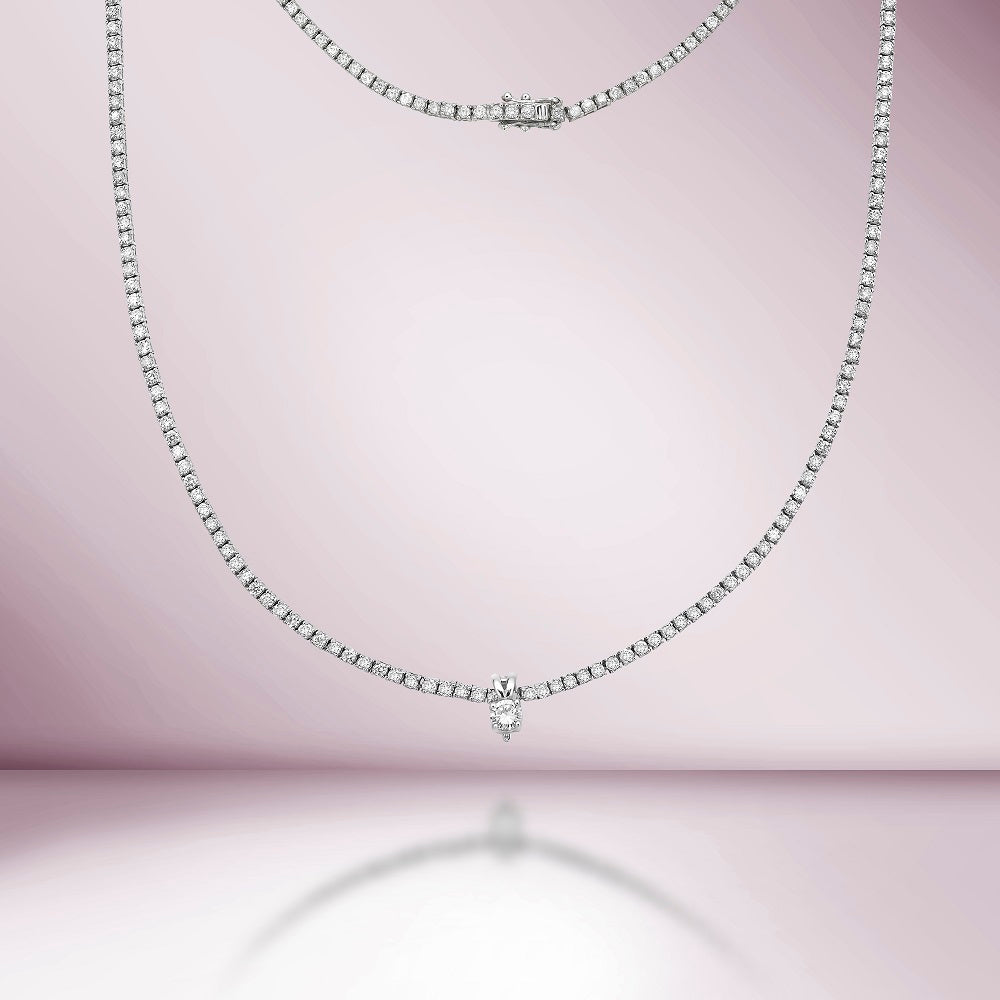 Natural Diamond Solitaire Pendant  (0.20 ct.) in 14K Gold, compatible for Tennis Necklaces