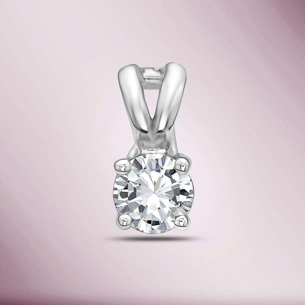 Natural Diamond Solitaire Pendant  (0.20 ct.) in 14K Gold, compatible for Tennis Necklaces