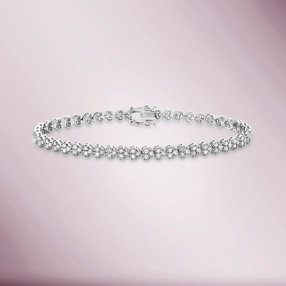 Diamond Heart Shape Tennis Bracelet (2.55 ct.) in 14K Gold