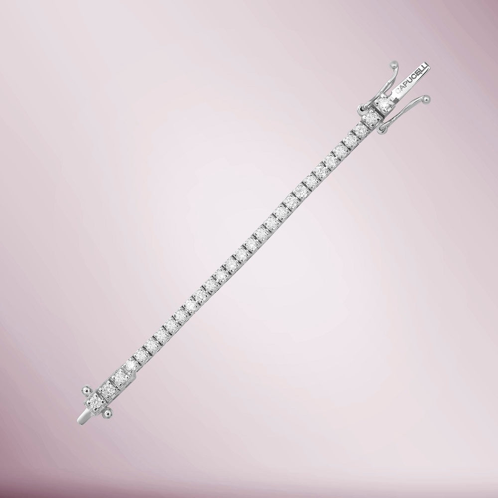 Diamond Tennis Necklace (3.50 ct.) 2 mm 4-Prongs Setting in 18K Gold + Chain Extender, Made in Italy