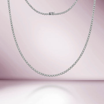 Diamond Tennis Necklace (11.00 ct.) Buttercup Setting in 14K Gold