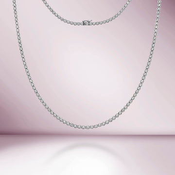 Diamond Tennis Necklace (5.50 ct.) 2 mm Buttercup Setting in 14K Gold