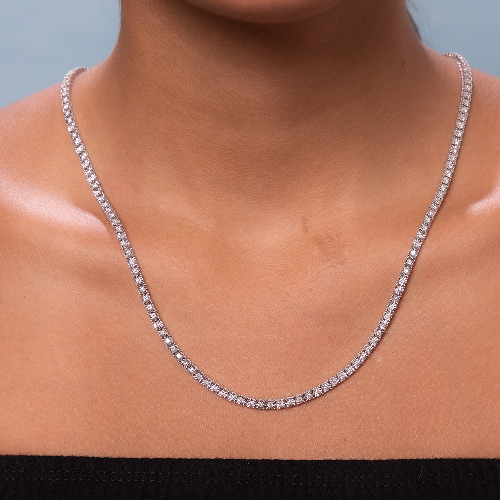 Diamond Tennis Necklace (4.00 ct.) 2 mm Illusion Setting in 14K Gold