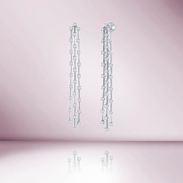Triple Line Drop Diamond Earrings (2.00 ct.) in 14K Gold