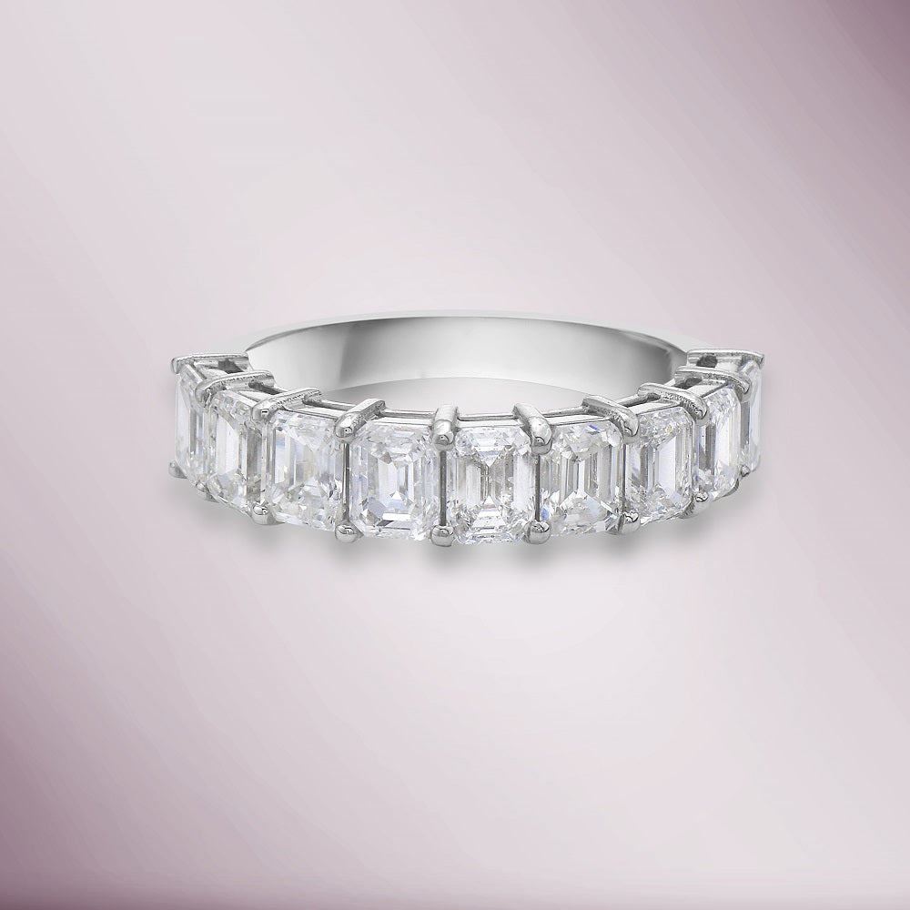 Natural Emerald Cut Diamonds Halfway Band (3.05 Ct.) in 18K Gold
