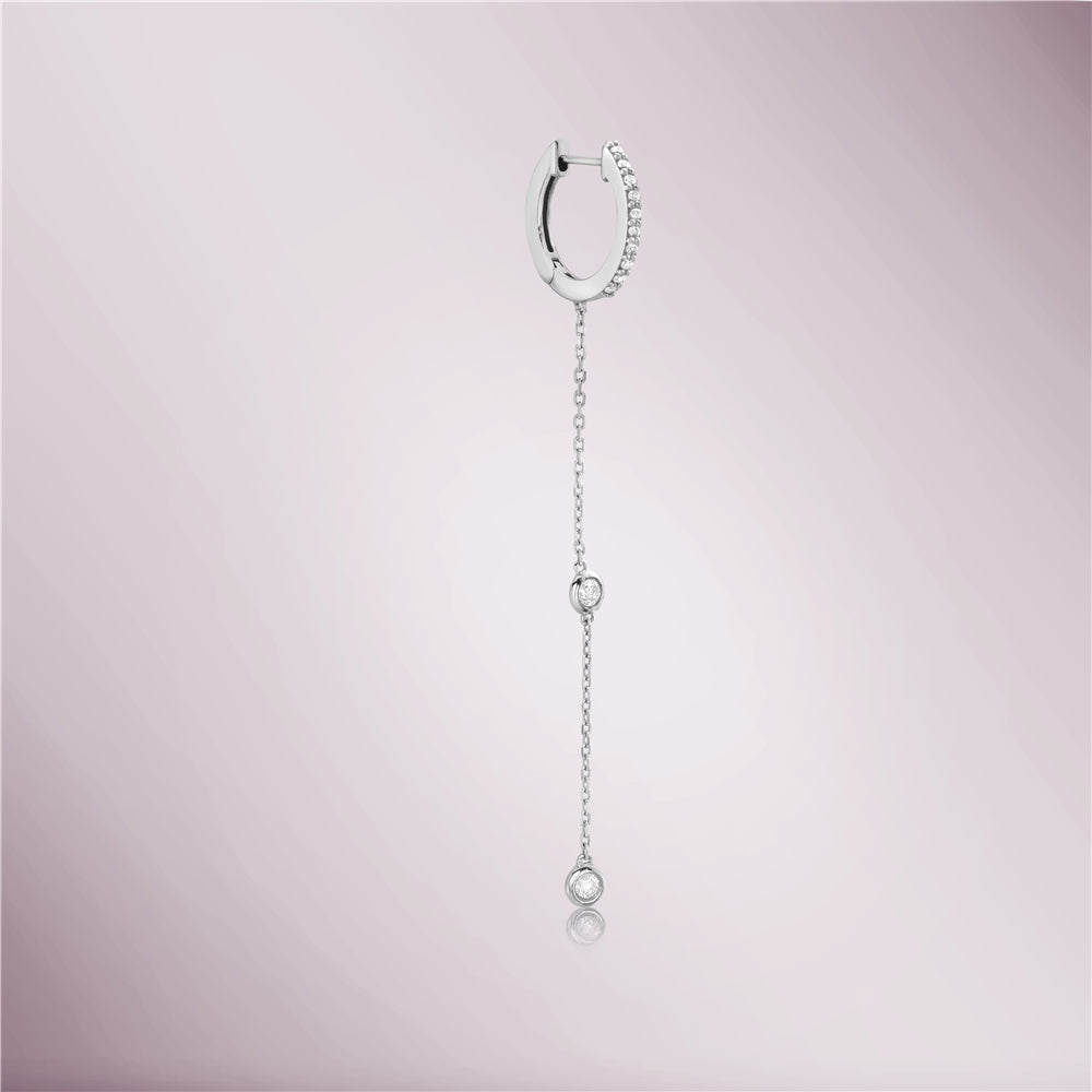 Diamond Hoop Earrings With Drop Diamond By The Yard (0.32 ct.) in 14K Gold 