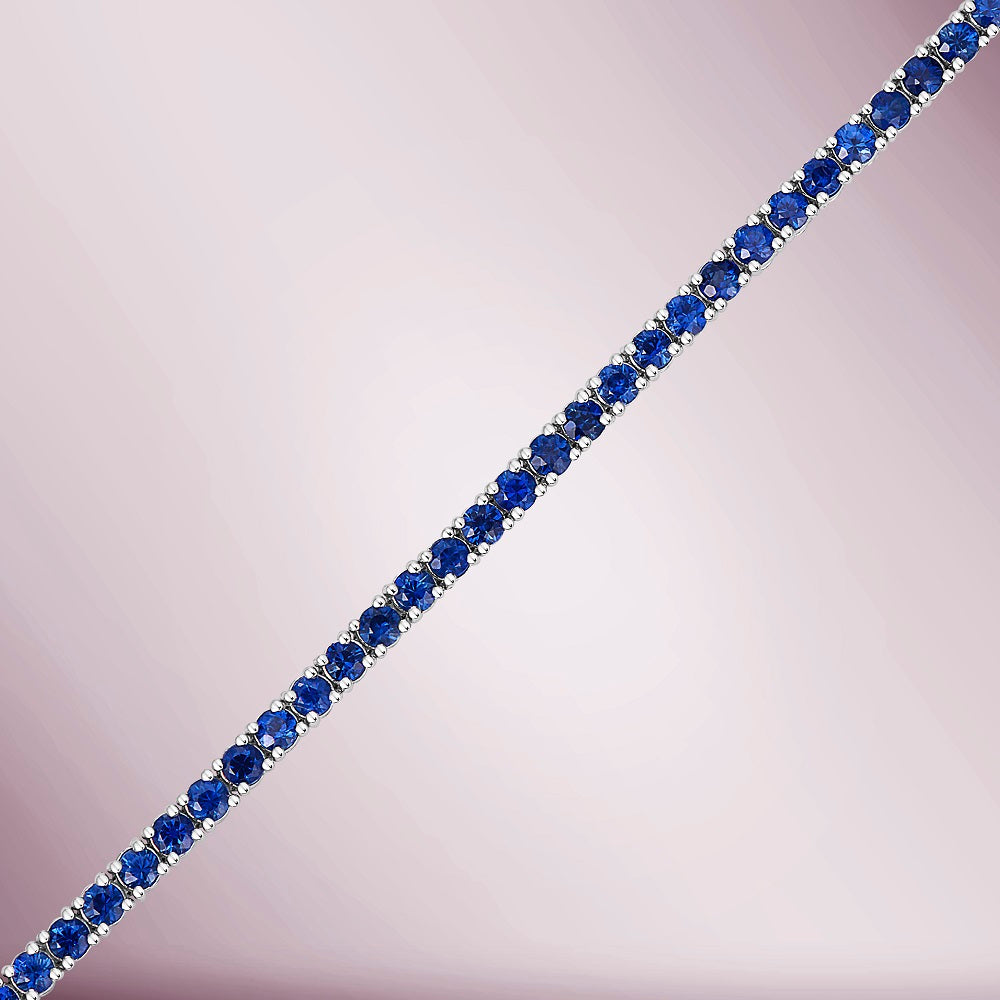 Blue Sapphire Tennis Bracelet (3.30 ct. ) 2.30 mm 4-Prongs Setting in 14K Gold
