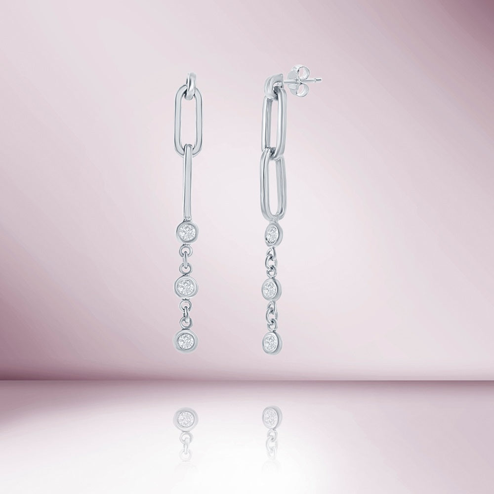 Paper Clip Diamond By The Yard Dangle Earrings (0.30 ct.) in 14K Gold