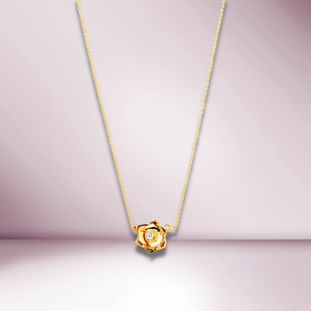 Ready to Ship Flower Diamond Necklace (0.07 ct.) 18K Gold