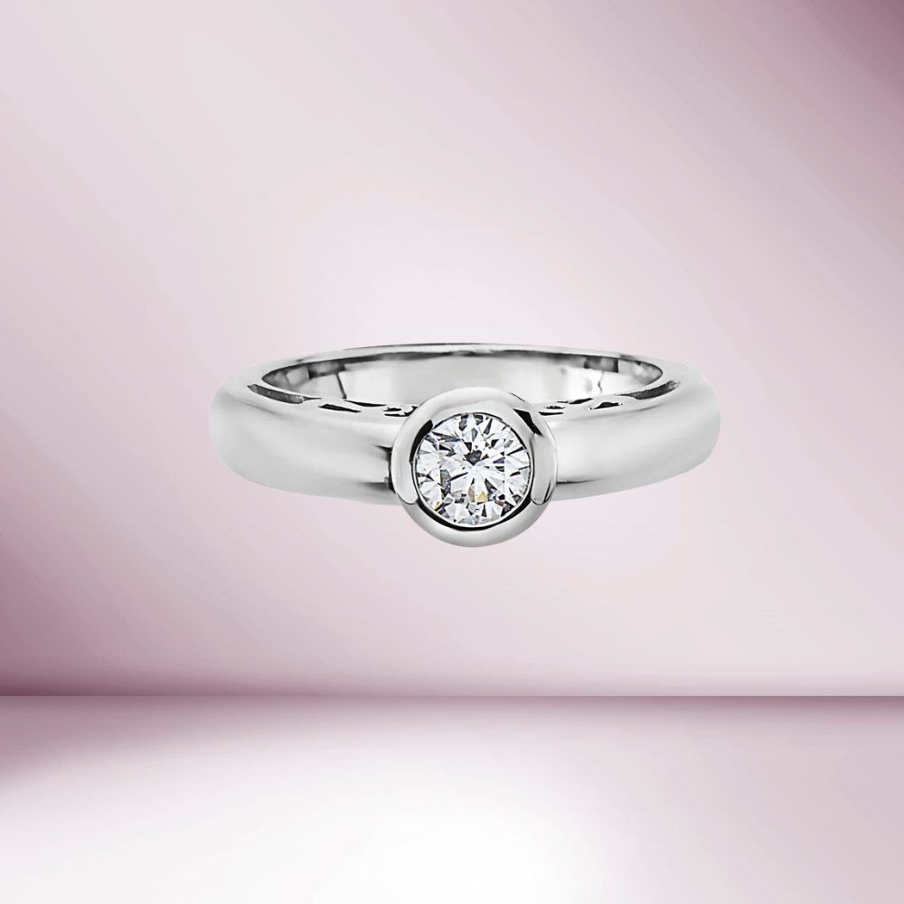 Ready to Ship Solitaire Diamond Ring (0.47 ct.) in 18K Gold, Made in Italy