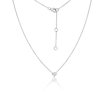 Solitaire Heart Shape Diamond Necklace (0.30 ct.) 3-Prongs in 14K Gold