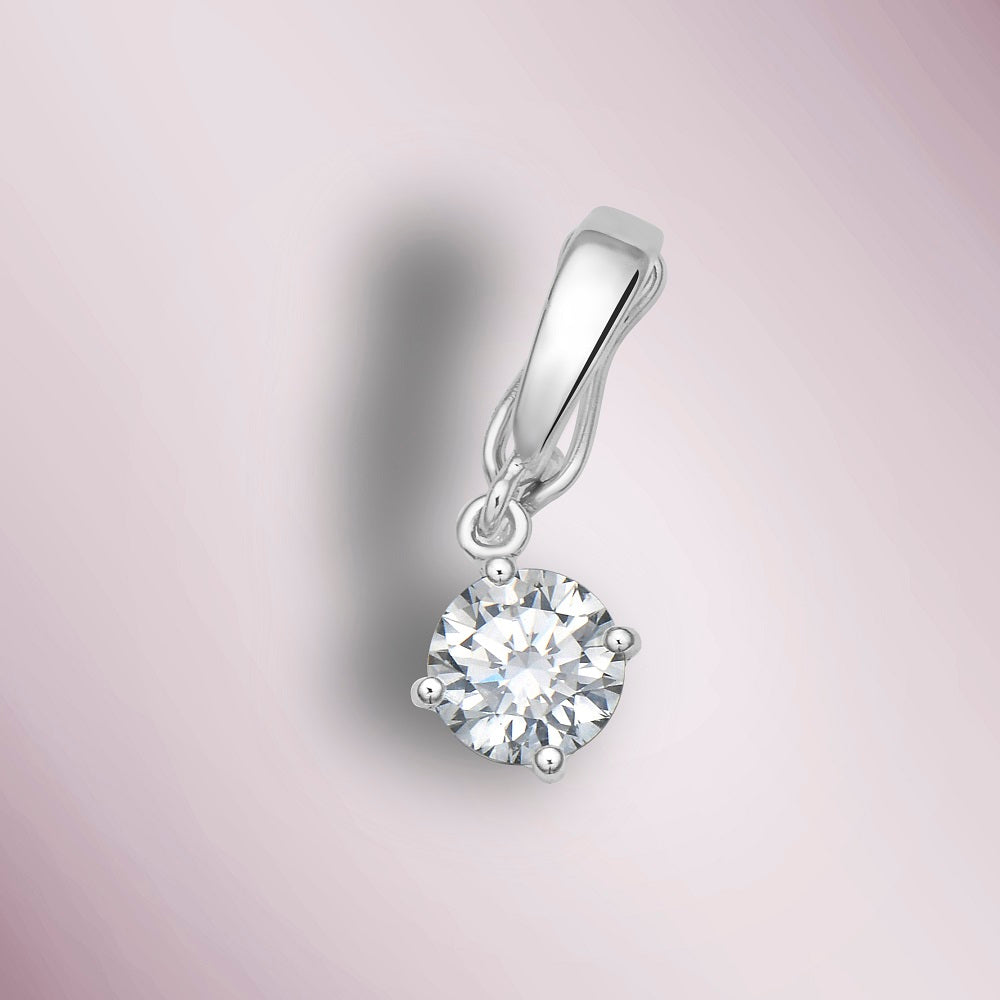 Diamond Solitaire Dangling Pendant (0.50 ct.) in 14K Gold Compatible for Tennis Necklaces