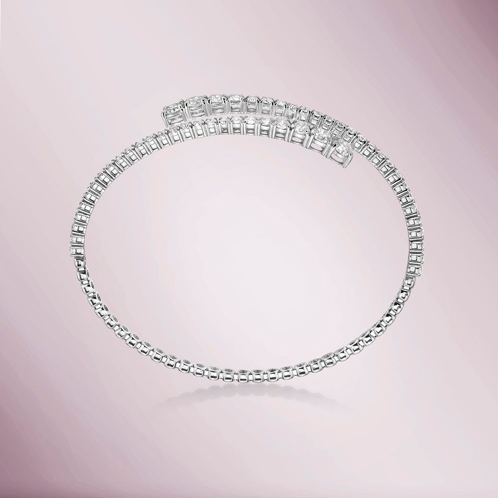 Spiral Flexible Graduated Diamond Bracelet (3.50 ct.) 4-Prongs Setting in 14K Gold