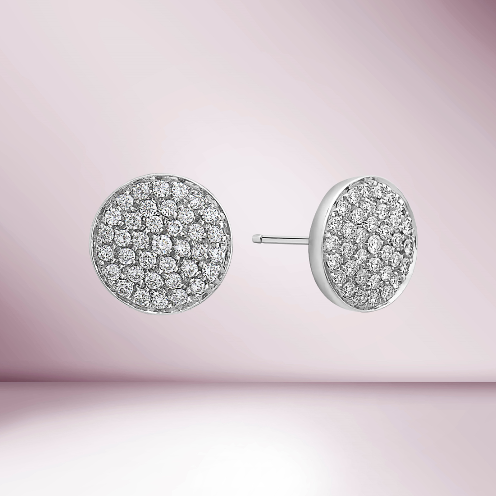 Ready to Ship Diamond Round Shape Stud Earrings (0.89 ct.) in 18K Gold, Made in Italy