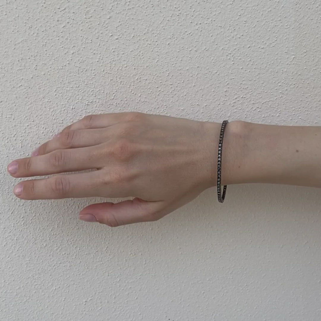 Ready to Ship Black Diamond Tennis Bracelet (3.50 ct.) 4-Prongs Setting in 18K Gold, Made in Italy