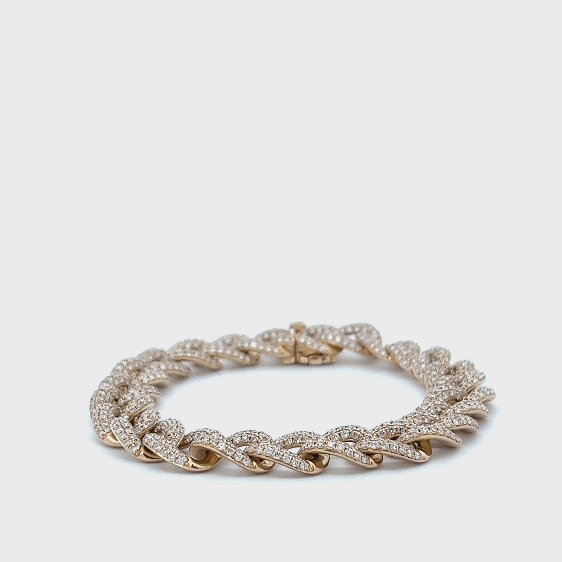 Diamond Link Bracelet (7.36 ct.)   Pave' Setting in 14K Gold