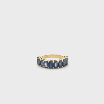 Emerald Cut Blue Sapphire Halfway Eternity Band (5.07 ct.) in 14K Gold