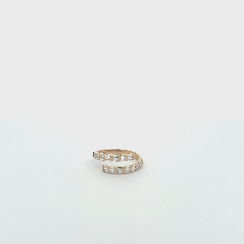 Baguette Diamond Open Wrap Ring (0.79 ct.) Bezel Set in 14K Gold