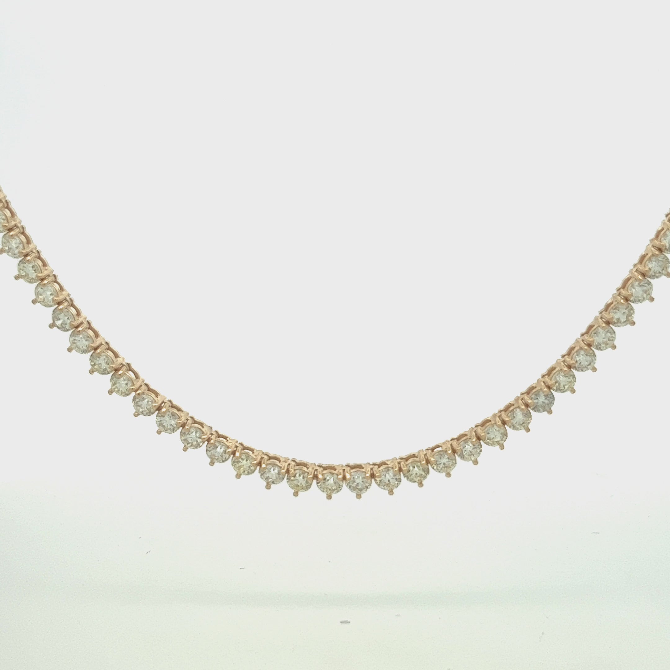 Diamond Tennis Necklace (20.00 ct.) 4.00 mm 3-Prongs Setting in 14K Gold