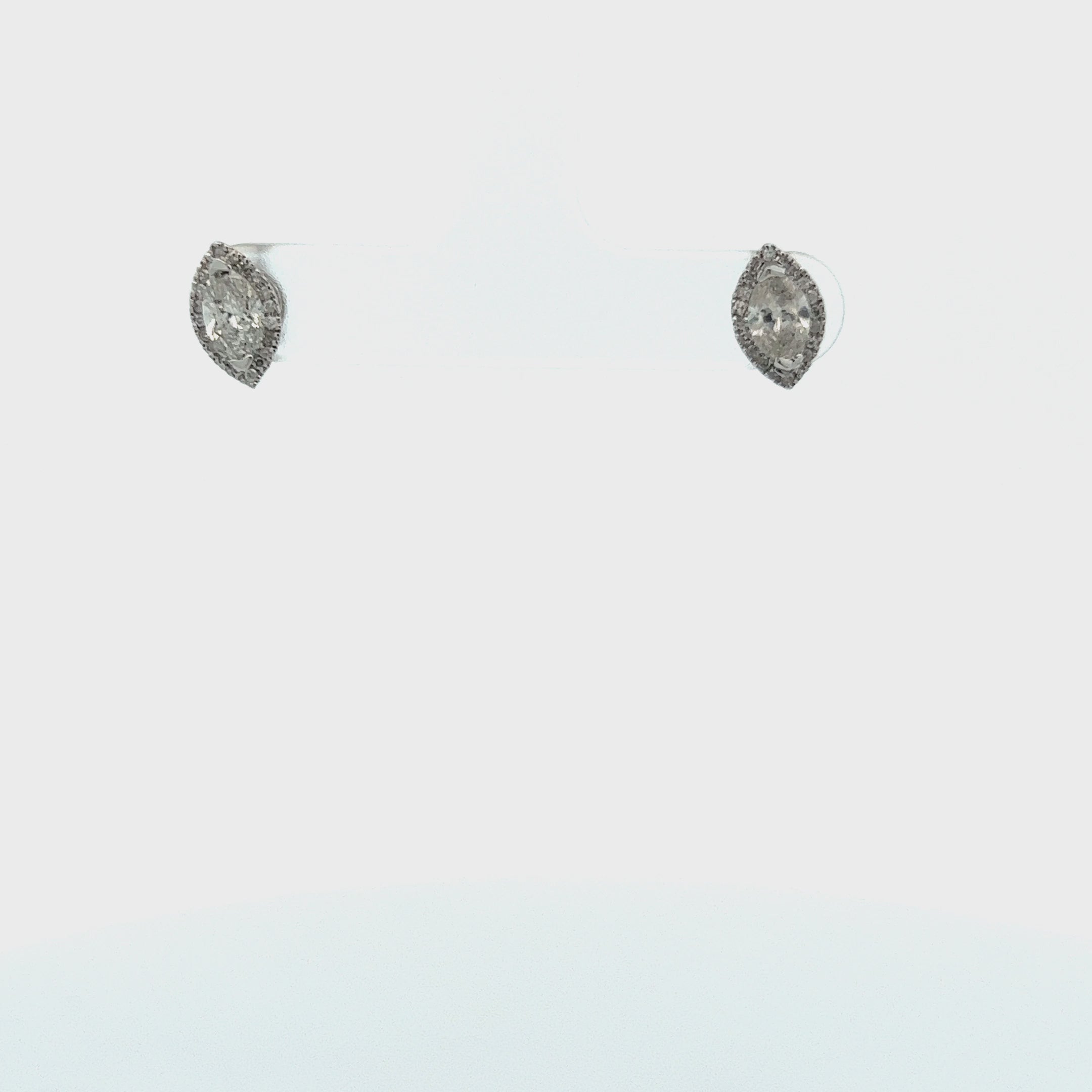 Diamond Halo & Marquise Shape Studs Earrings (1.00 ct.) in 14K Gold