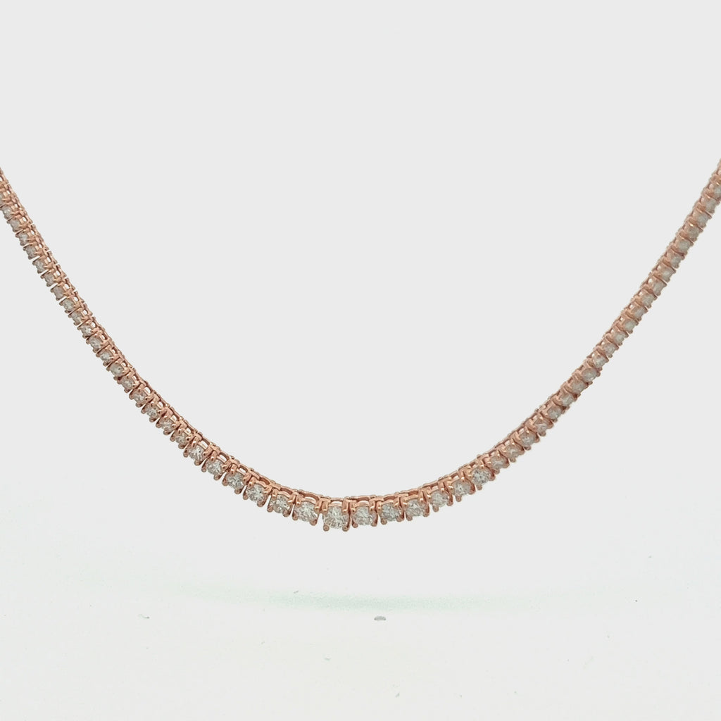 Riviera Diamond Tennis Necklace (4.00 ct.) 2.00 mm to 3.50 mm 4-Prongs Setting in 14K Gold