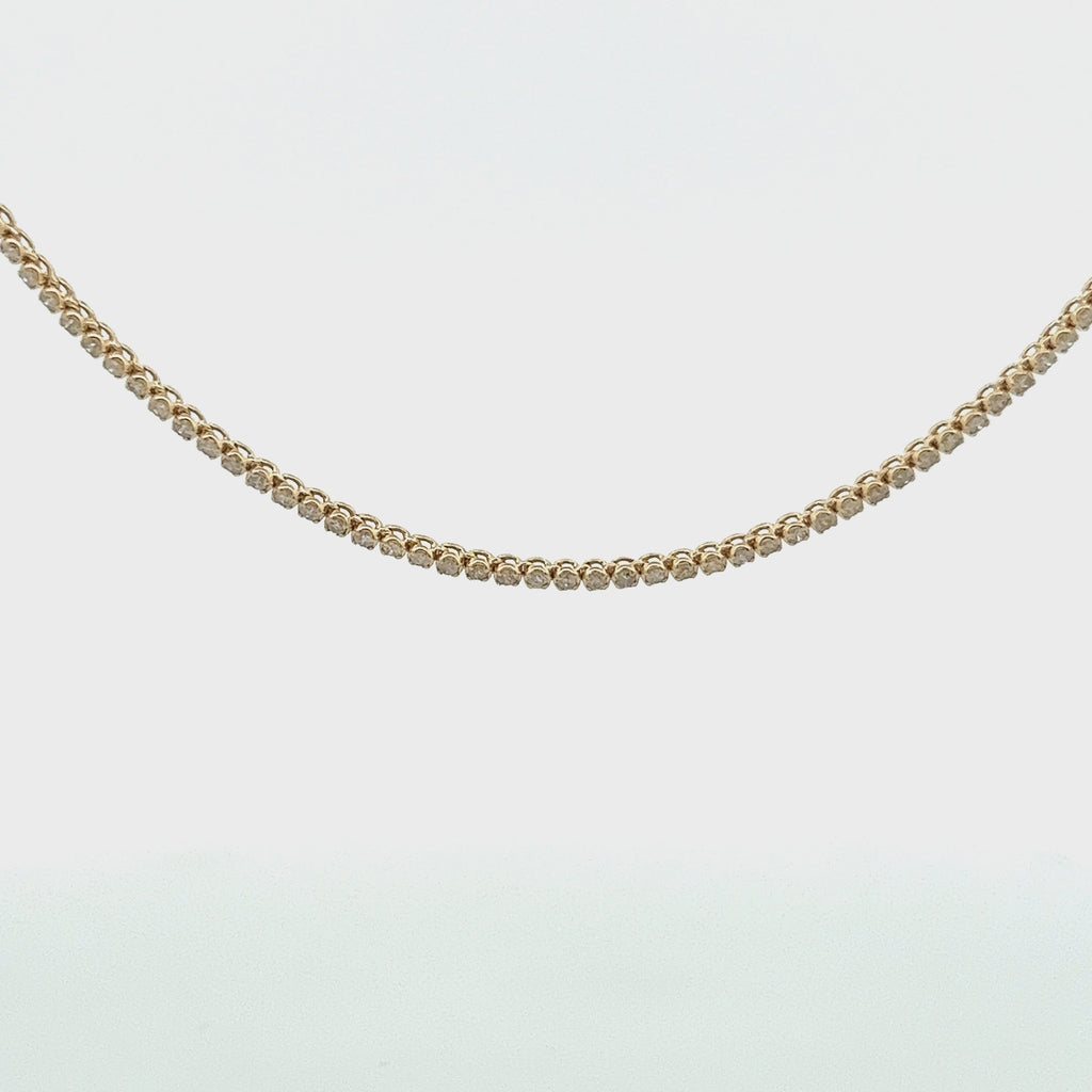 Diamond Tennis Necklace ( 2.55 ct.) 1.3 mm Buttercup Setting in 14K Gold