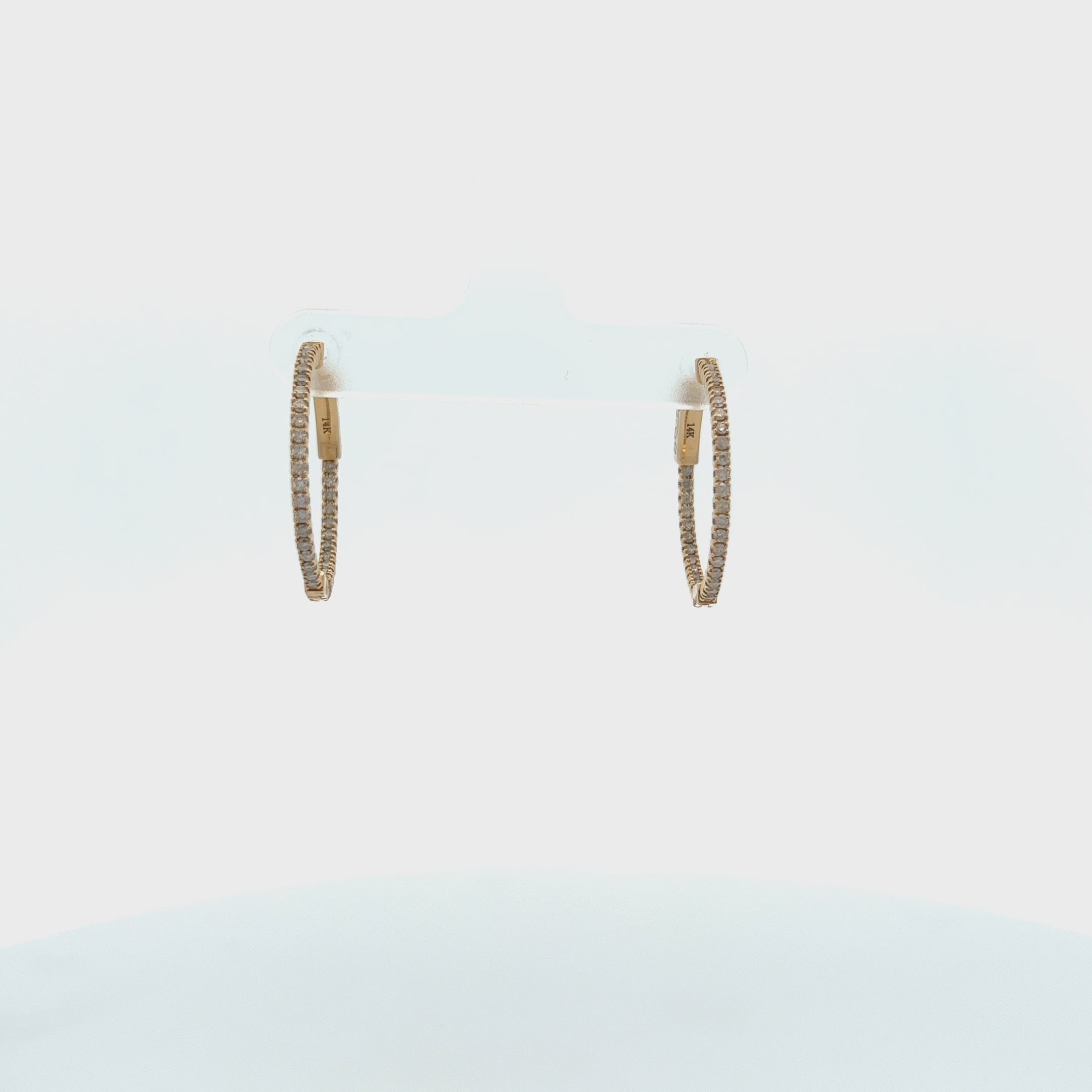 Diamond Inside-Out 0.75'' Hoop Earrings (0.55 ct.) 1.3 mm in 14K Gold